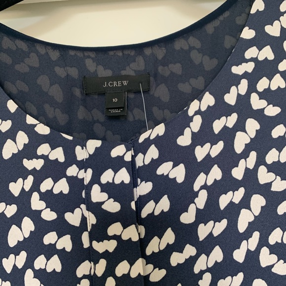 J Crew Navy Blue Dress with White Hearts - Picture 2 of 13